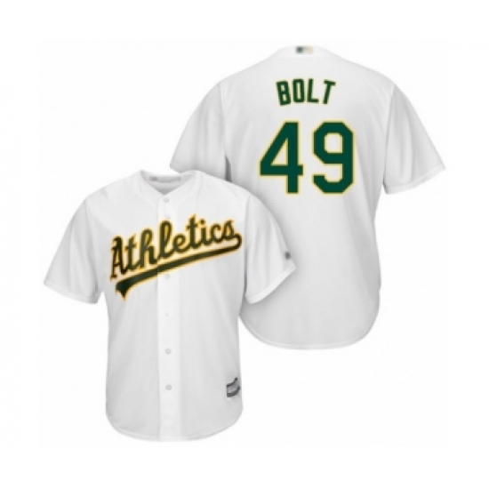Youth Oakland Athletics #49 Skye Bolt Authentic White Home Cool Base Baseball Player Jersey - Ujersey
