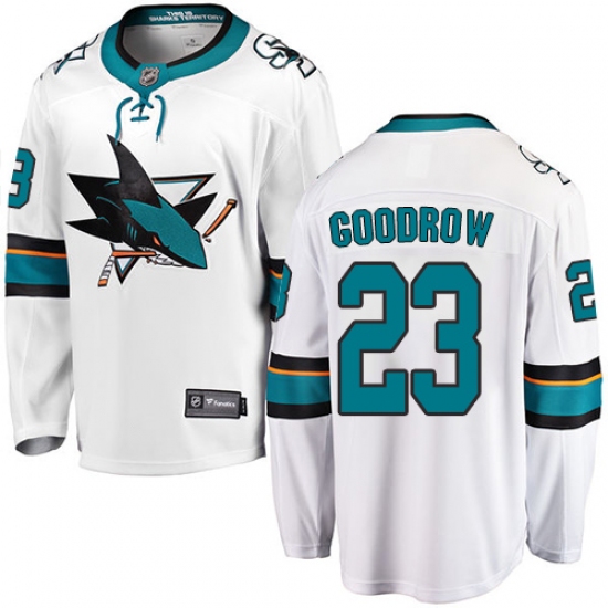 Men's San Jose Sharks #23 Barclay Goodrow Fanatics Branded White Away Breakaway NHL Jersey - Ujersey