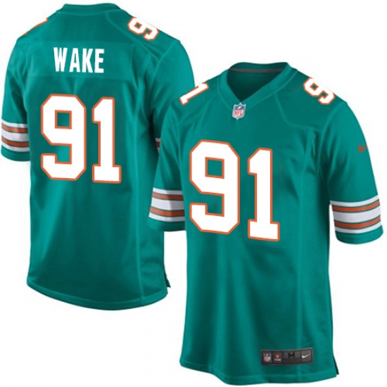 Men's Nike Miami Dolphins #91 Cameron Wake Game Aqua Green Alternate NFL Jersey - Ujersey