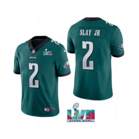 Men's Philadelphia Eagles #2 Darius Slay JR Green Super Bowl LVII Patch Vapor Untouchable Limited Stitched Jersey - Ujersey