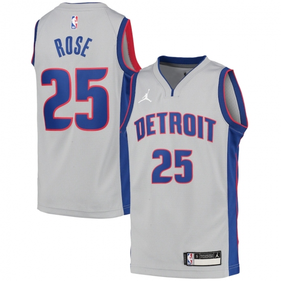 Youth Detroit Pistons #25 Derrick Rose Jordan Brand Gray 2020-21 Swingman Jersey - Ujersey