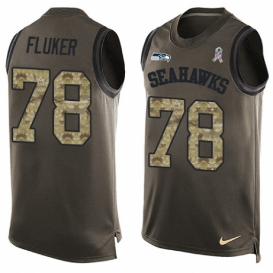 Men's Nike Seattle Seahawks #78 D.J. Fluker Limited Green Salute to Service Tank Top NFL Jersey - Ujersey
