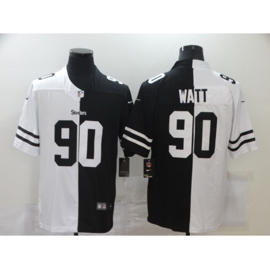 Men's Pittsburgh Steelers #90 T. J. Watt Black White Limited Split Fashion Football Jersey - Ujersey