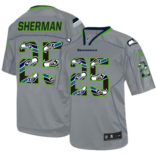 Men's Nike Seattle Seahawks #25 Richard Sherman Elite New Lights Out Grey NFL Jersey - Ujersey