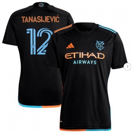 Men's New York City FC Strahinja Tanasijevic adidas Black 2024 24 7 Kit Replica Player Jersey - Ujersey