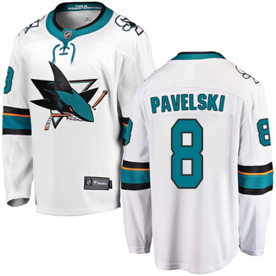 Men's San Jose Sharks #8 Joe Pavelski Fanatics Branded White Away Breakaway NHL Jersey - Ujersey