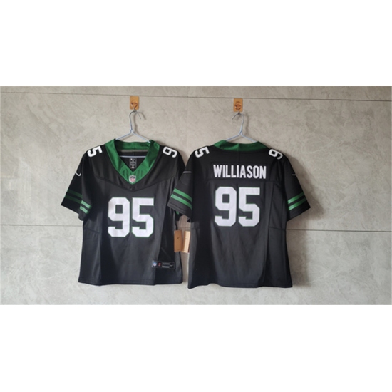 Women's New York Jets #95 Quinnen Williams Black F.U.S.E. Vapor Stitched Jersey(Run Small) - Ujersey