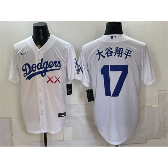 Men's Los Angeles Dodgers x KAWS #17 大谷翔平 White Vapor Premier Limited Stitched Baseball Jersey - Ujersey