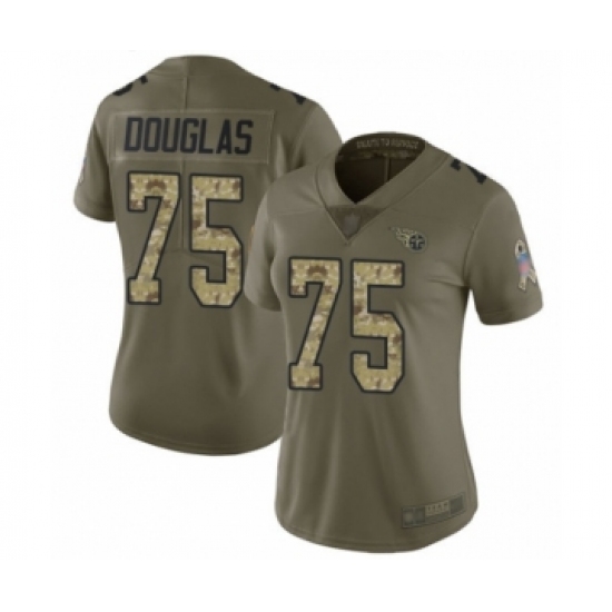 Women's Tennessee Titans #75 Jamil Douglas Limited Olive Camo 2017 Salute to Service Football Jersey - Ujersey