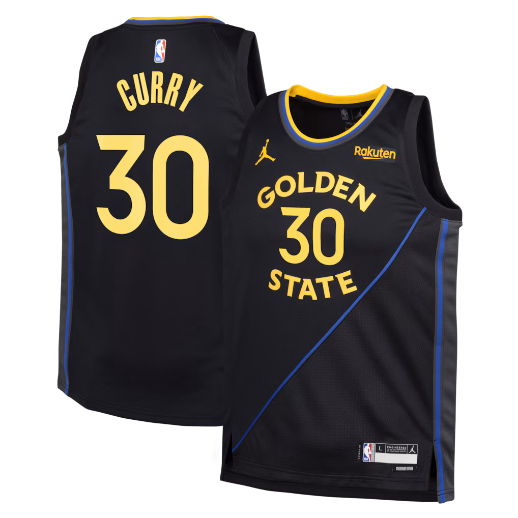 Youth Golden State Warriors Stephen Curry Jordan Brand Black Swingman Player Jersey - Statement Edition