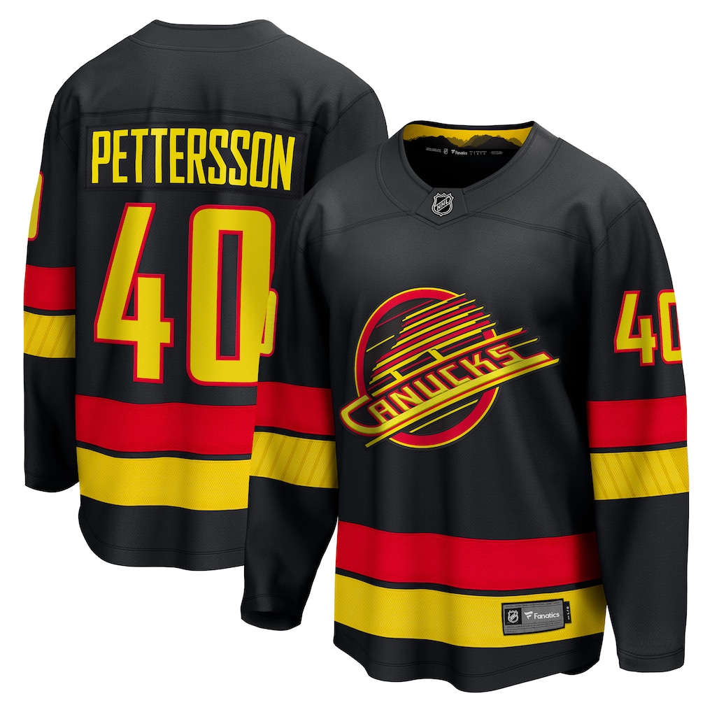 Men's Vancouver Canucks Elias Pettersson Fanatics Black Breakaway Jersey - ujerseystore