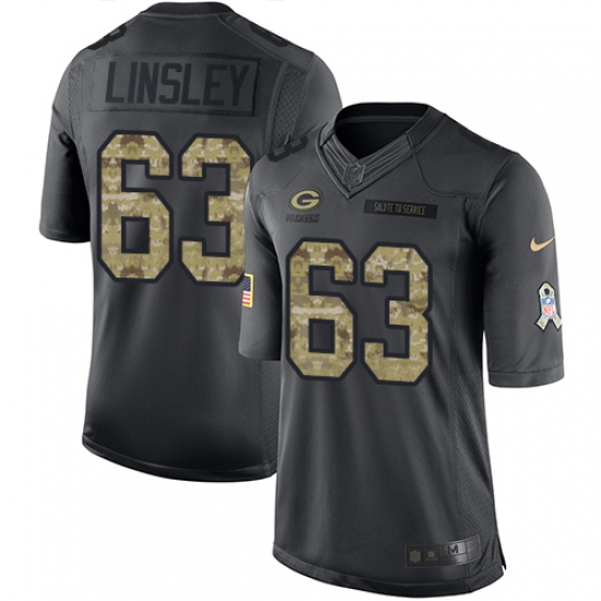 Youth Nike Green Bay Packers #63 Corey Linsley Limited Black 2016 Salute to Service NFL Jersey - Ujersey