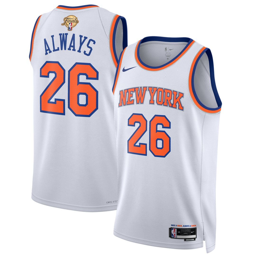 Unisex New York Knicks Nike White 2026 NBA Finals Champions Always 26 Swingman Jersey - Association Edition - Ujersey