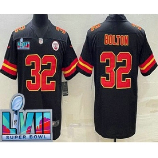 Men's Kansas City Chiefs #32 Nick Bolton Limited Black Super Bowl LVII Vapor Jersey - Ujersey