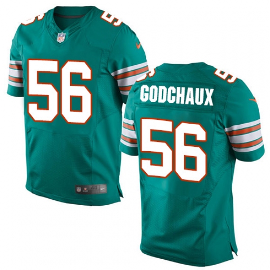 Men's Nike Miami Dolphins #56 Davon Godchaux Elite Aqua Green Alternate NFL Jersey - Ujersey
