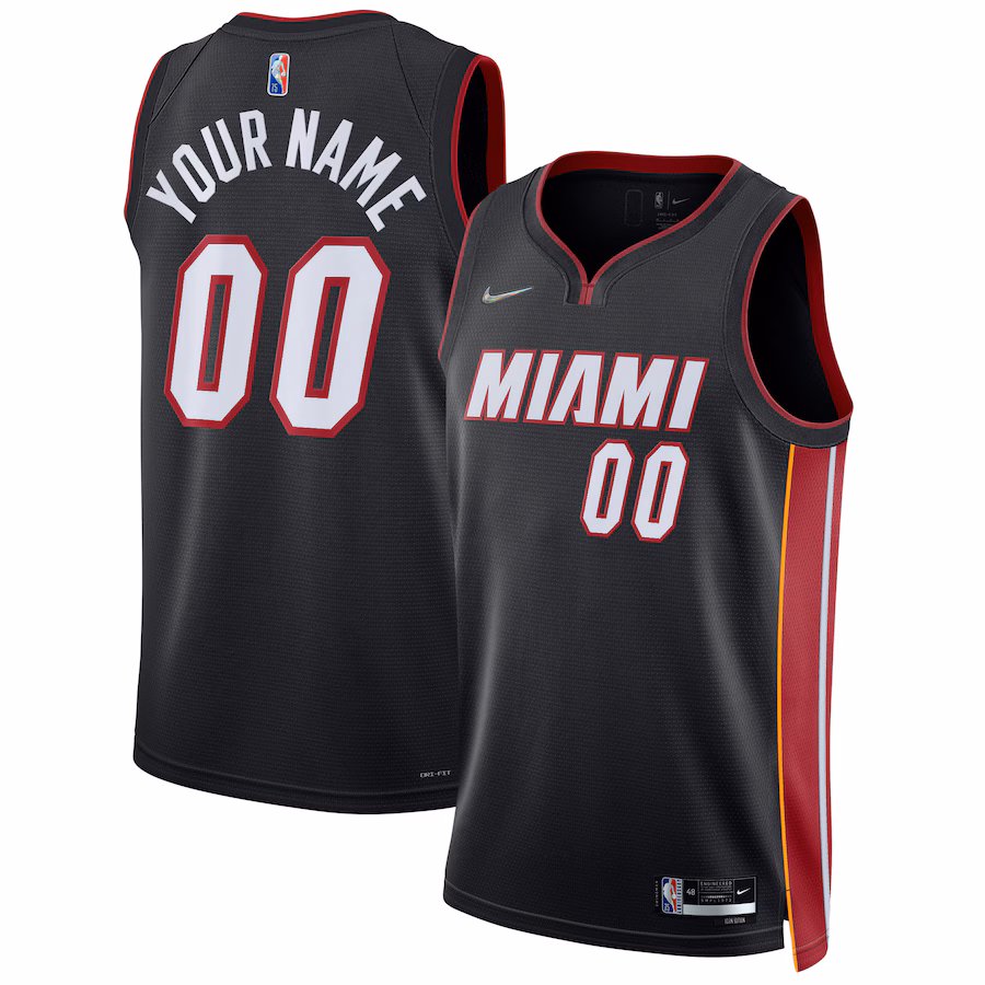 Men's Miami Heat Nike Black 2021/22 Diamond Swingman Custom Jersey - Icon Edition - Ujersey NHL
