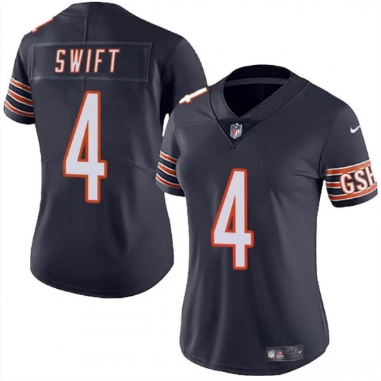 Women's Chicago Bears #4 D’Andre Swift Navy 2024 Vapor Football Stitched Jersey(Run Small) - Ujersey