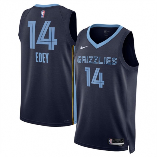 Men's Memphis Grizzlies #14 Zach Edey Navy Icon Edition Stitched Jersey - Ujersey