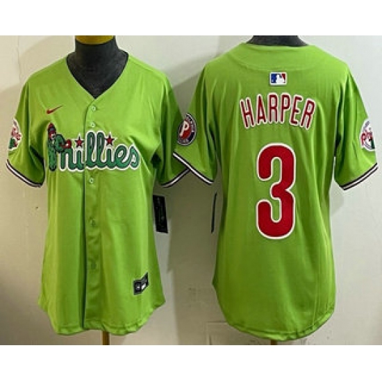Women's Philadelphia Phillies #3 Bryce Harper Light Green Fashion Cool Base Jersey - Ujersey