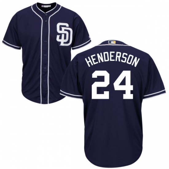 Youth Majestic San Diego Padres #24 Rickey Henderson Authentic Navy Blue Alternate 1 Cool Base MLB Jersey - Ujersey