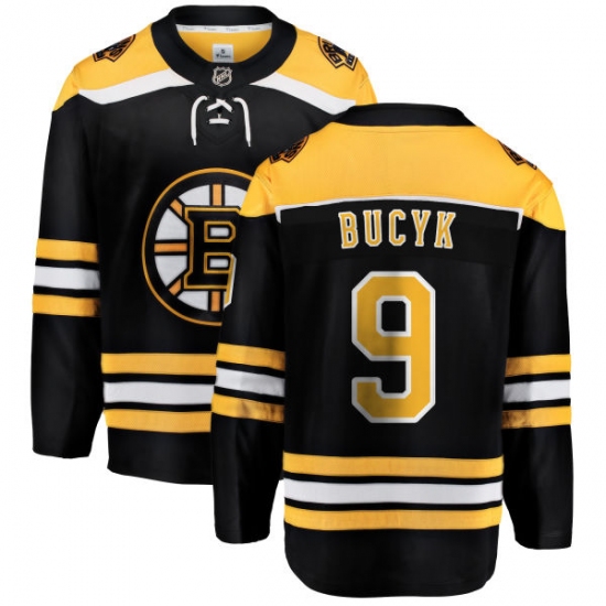 Youth Boston Bruins #9 Johnny Bucyk Authentic Black Home Fanatics Branded Breakaway NHL Jersey - Ujersey
