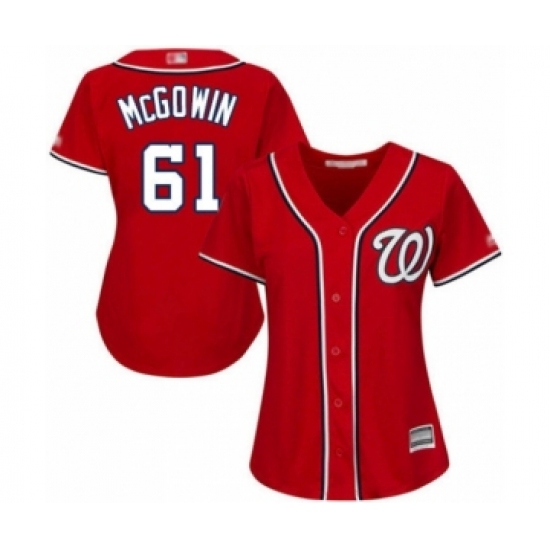 Women's Washington Nationals #61 Kyle McGowin Authentic Red Alternate 1 Cool Base Baseball Player Jersey - Ujersey