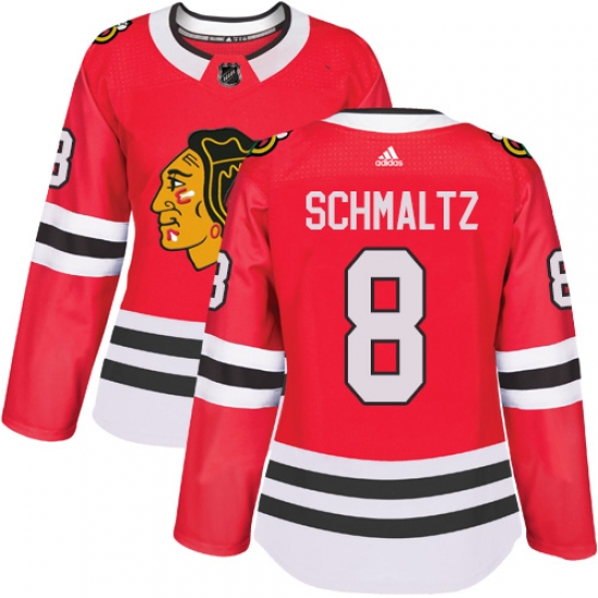 Women's Adidas Chicago Blackhawks #8 Nick Schmaltz Authentic Red Home NHL Jersey - Ujersey