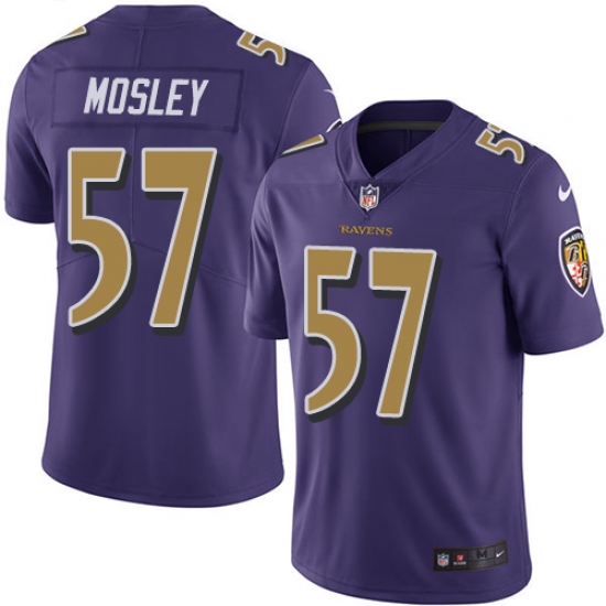 Men's Nike Baltimore Ravens #57 C.J. Mosley Limited Purple Rush Vapor Untouchable NFL Jersey - Ujersey