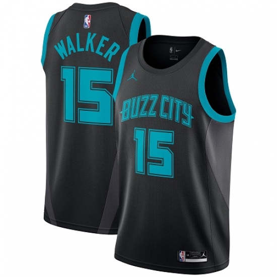 Youth Nike Jordan Charlotte Hornets #15 Kemba Walker Swingman Black NBA Jersey - 2018 19 City Edition - Ujersey