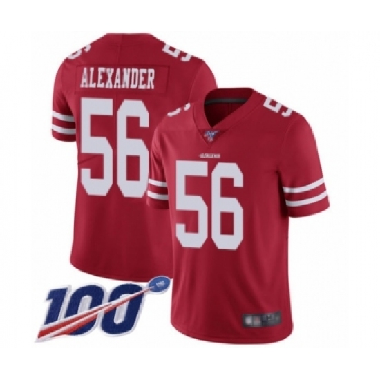 Men's San Francisco 49ers #56 Kwon Alexander Red Team Color Vapor Untouchable Limited Player 100th Season Football Jersey - Ujersey