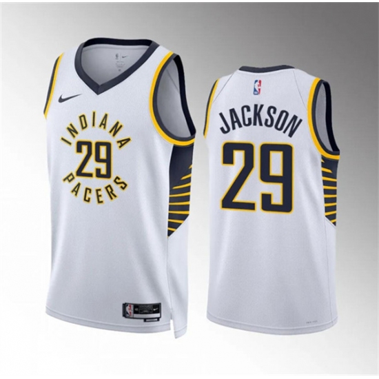 Men's Indiana Pacers #29 Quenton Jackson White Association Edition Stitched Basketball Jersey - Ujersey