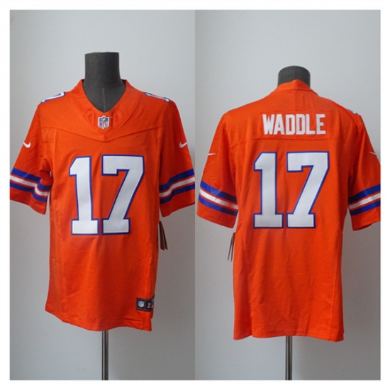 Men's Denver Broncos #17 Jaylen Waddle Orange 2026 F.U.S.E. Mile High Collection 1977 Throwback Vapor Limited Football Stitched Jersey - Ujersey