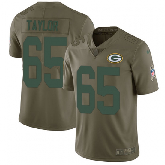 Youth Nike Green Bay Packers #65 Lane Taylor Limited Olive 2017 Salute to Service NFL Jersey - Ujersey
