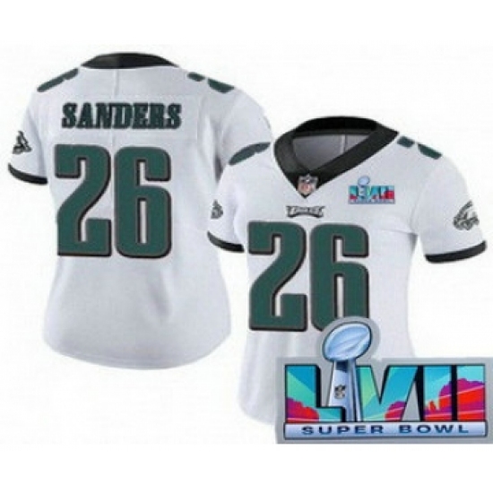 Women's Philadelphia Eagles #26 Miles Sanders Limited White Super Bowl LVII Vapor Jersey - Ujersey