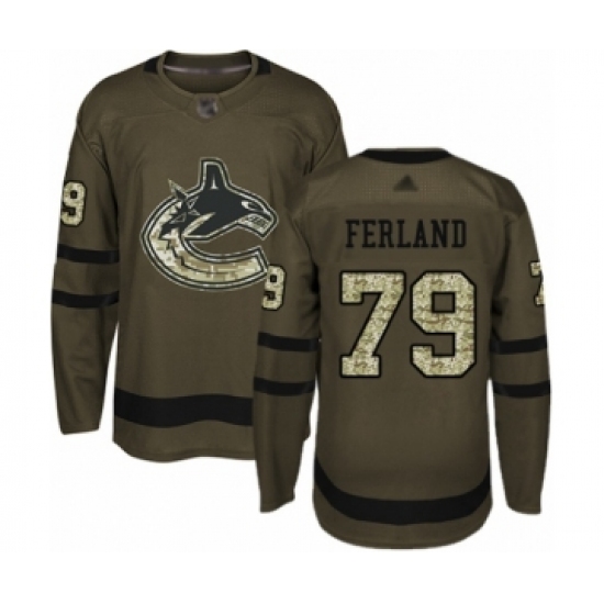 Men's Vancouver Canucks #79 Michael Ferland Authentic Green Salute to Service Hockey Jersey - Ujersey