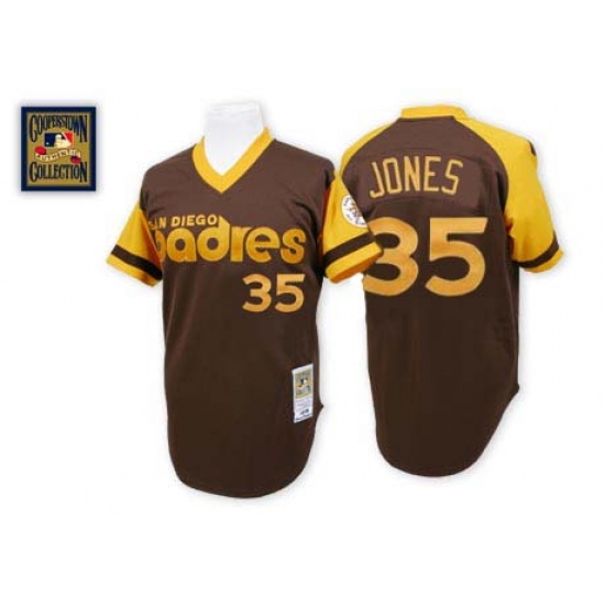 Men's Mitchell and Ness San Diego Padres #35 Randy Jones Replica Brown Throwback MLB Jersey - Ujersey