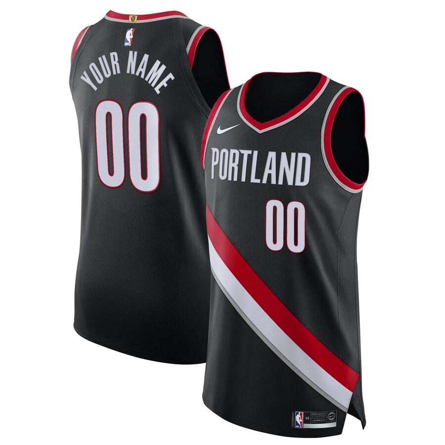 Men's Portland Trail Blazers Nike Black 2020/21 Authentic Custom Jersey - Icon Edition - Ujersey NHL