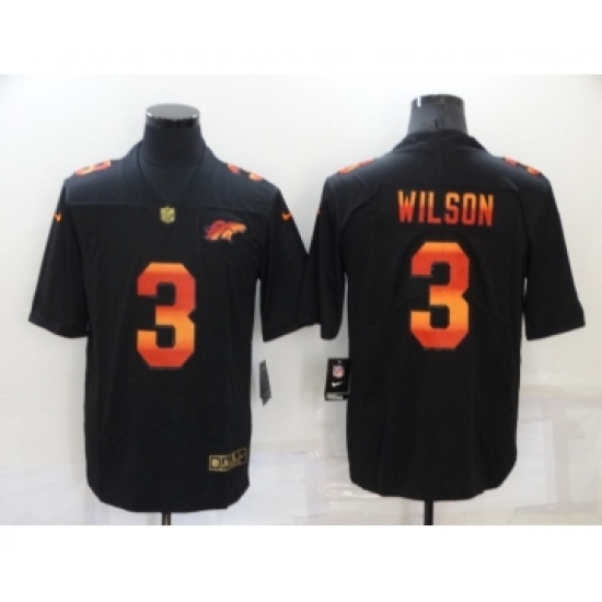 Men's Denver Denver Broncos #3 Russell Wilson Black Nike Red Orange Stripe Vapor Limited NFL Jersey - Ujersey