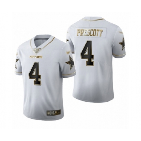 Men's Dallas Cowboys #4 Dak Prescott White Golden Edition Limited Football Jersey - Ujersey