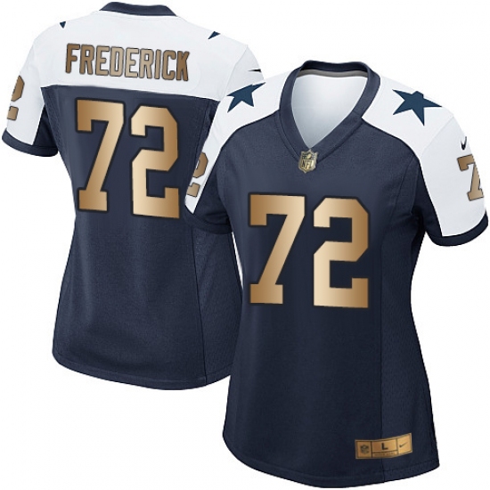 Women's Nike Dallas Cowboys #72 Travis Frederick Elite Navy/Gold Throwback Alternate NFL Jersey - Ujersey