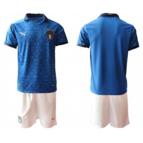 Men's Italy Custom Euro 2021 Soccer Home Jersey and Shorts - Ujersey