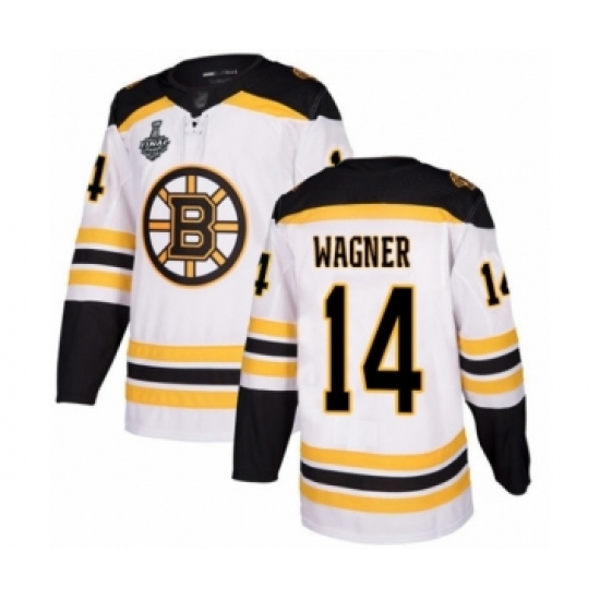 Youth Boston Bruins #14 Chris Wagner Authentic White Away 2019 Stanley Cup Final Bound Hockey Jersey - Ujersey