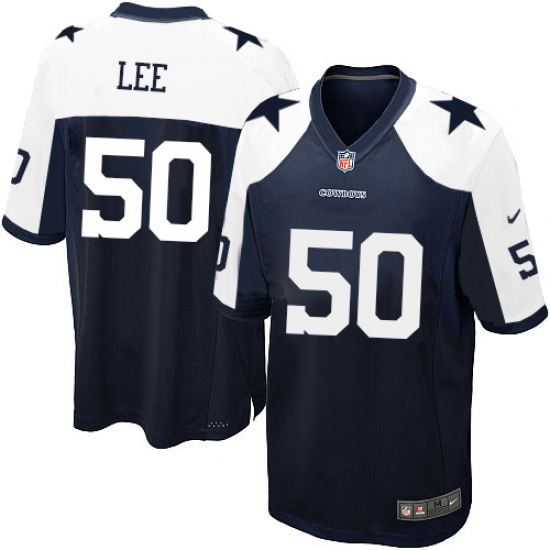 Men's Nike Dallas Cowboys #50 Sean Lee Game Navy Blue Throwback Alternate NFL Jersey - Ujersey