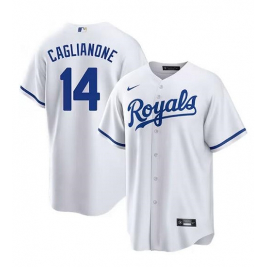 Men's Kansas City Royals #14 Jac Caglianone White Cool Base Stitched Baseball Jersey - Ujersey