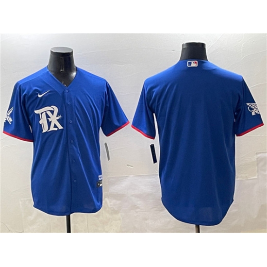 Men's Texas Rangers Blank Royal City Connect Stitched Baseball Jersey - Ujersey