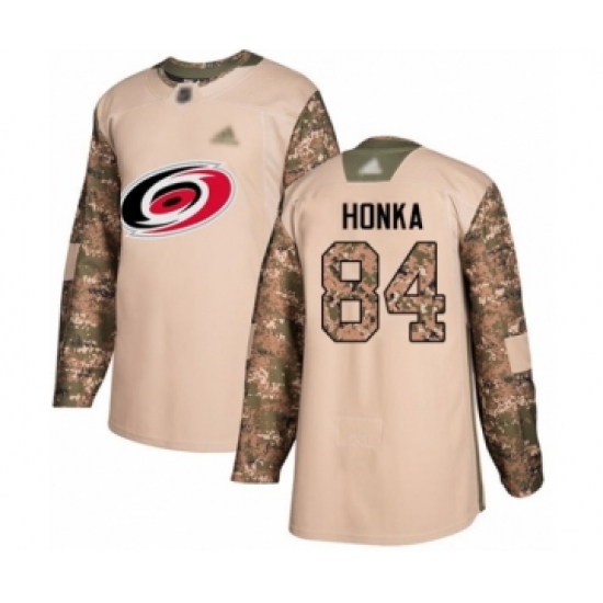 Men's Carolina Hurricanes #84 Anttoni Honka Authentic Camo Veterans Day Practice Hockey Jersey - Ujersey