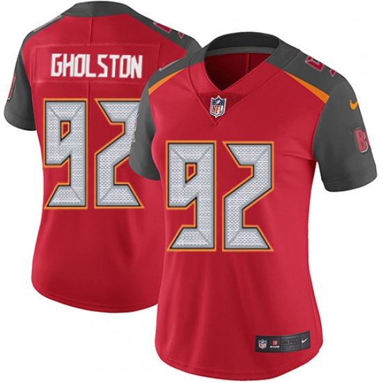 Women's Nike Tampa Bay Buccaneers #92 William Gholston Red Team Color Vapor Untouchable Limited Player NFL Jersey - Ujersey