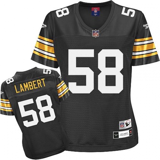 Reebok Pittsburgh Steelers #58 Jack Lambert Black Women's Throwback Team Color Replica NFL Jersey - Ujersey