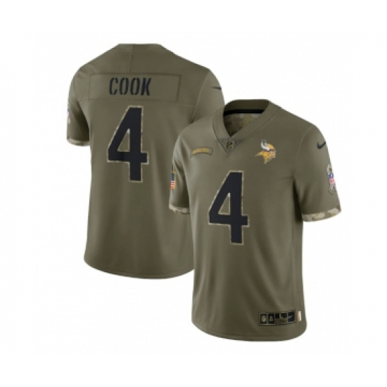 Men's Minnesota Vikings #4 Dalvin Cook 2022 Olive Salute To Service Limited Stitched Jersey - Ujersey