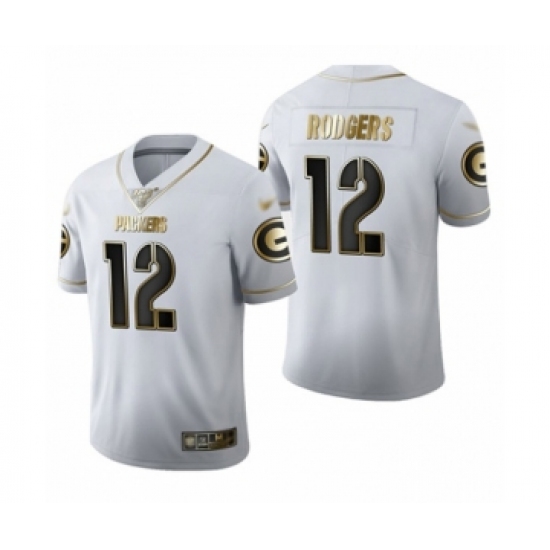 Men's Green Bay Packers #12 Aaron Rodgers Limited White Golden Edition Limited Football Jersey - Ujersey